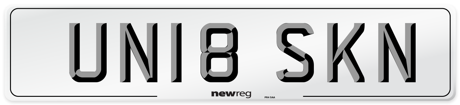 UN18 SKN Number Plate from New Reg